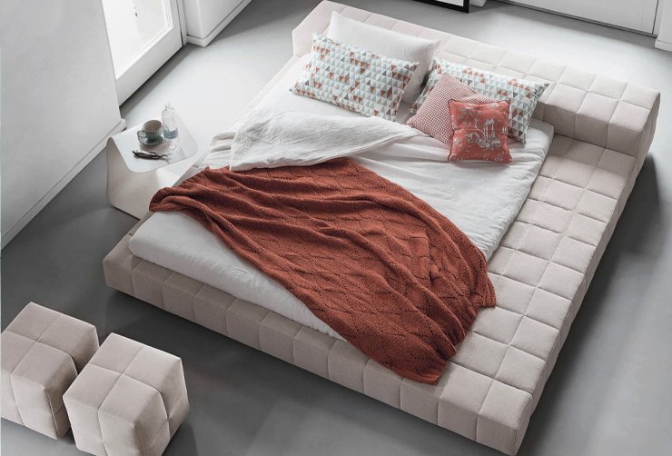 designbed stof Square Bed habits laag zijkant